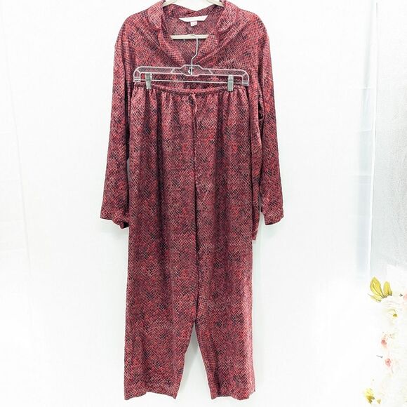 Victoria’s Secret Vintage Red Snake Print Silky Pajamas Sleep Set Size Medium - Picture 2 of 11